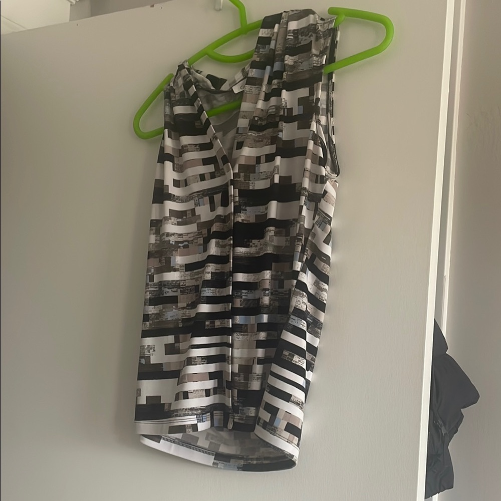 Calvin Klein Collection Black and White Patterned Top